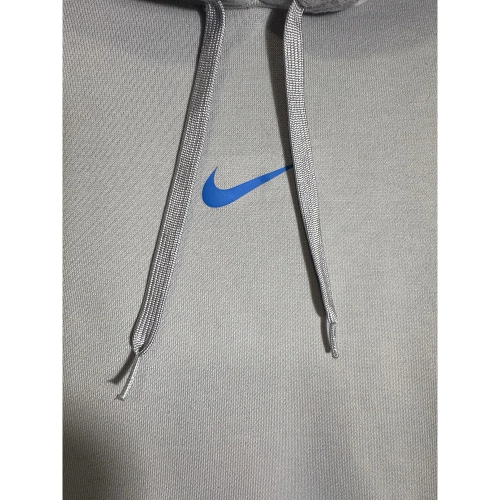 Nike Womens Grey Hoodie Blue Swoosh‎ Pullover Sweatshirt Size M